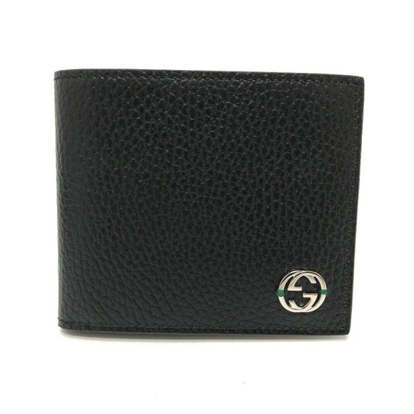 GUCCI Interlocking G Folded wallet Leather Black/SilverHardware